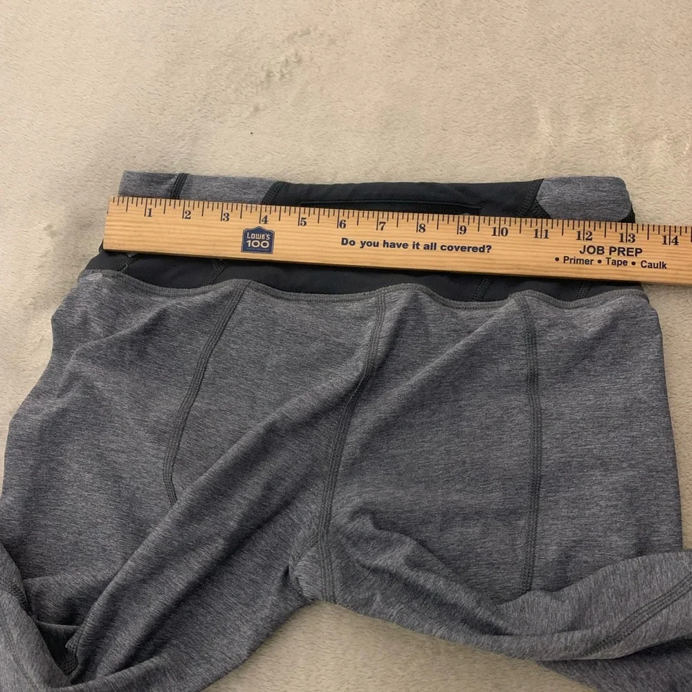 Lululemon Leggings Run Inspire Mesh Sz 6 Back Zipper Inseam Gray Ankle Cropped
